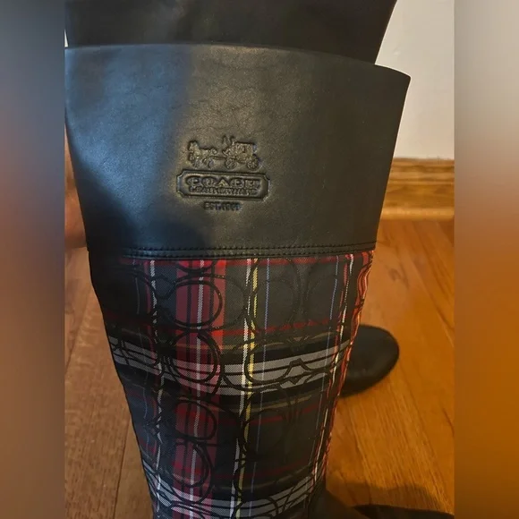 Coach Chrissi Tartan Plaid Knee-High Boots - Picture 7 of 11